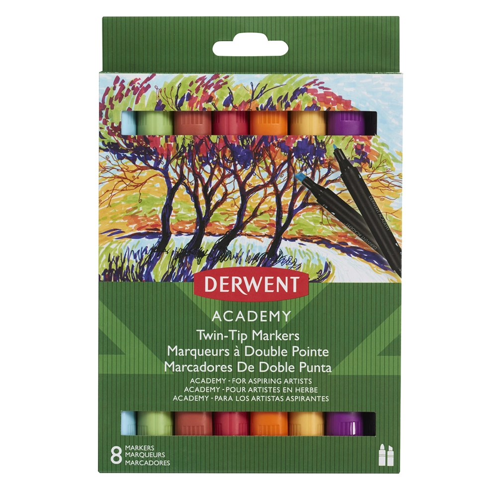 Plumones Marcadores 8 Colores – Punta Fina y Pincel