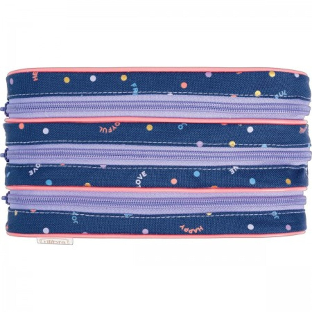 Estuche Triple con Divisor y Dots 210x110x90 mm – 3 Compartimentos