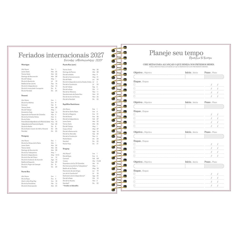 Agenda Ejecutiva Tilibra Espiral Diaria Vanilla M7 2027 Café