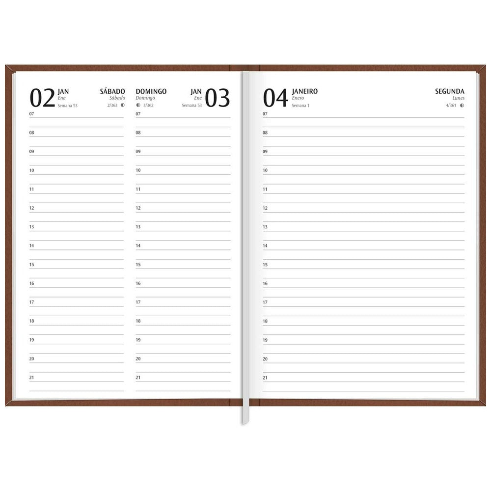 Agenda Ejecutiva Tilibra Cosida Diaria Torino M5 2027 Café Claro