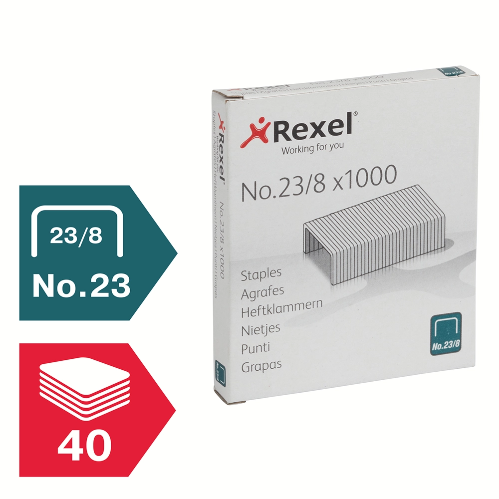 Corchetes Rexel Nº23/8 | Caja 1000 Unidades