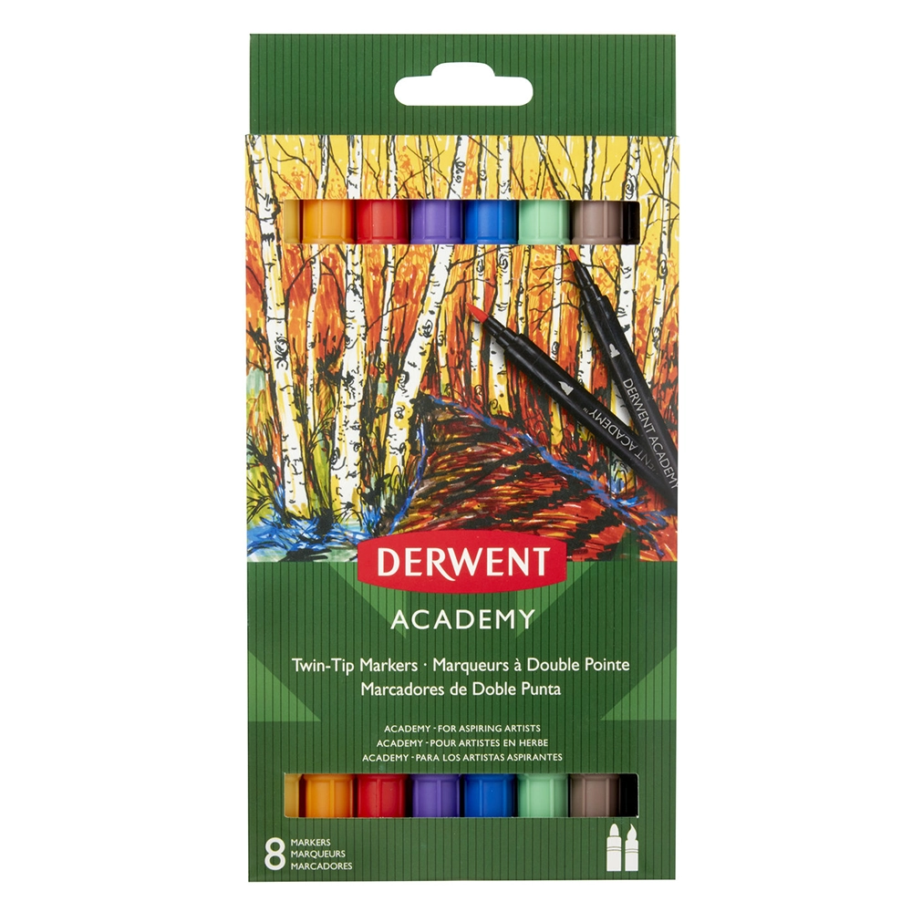 Set de Marcadores Doble Punta 8 Colores – Punta Fina y Pincel