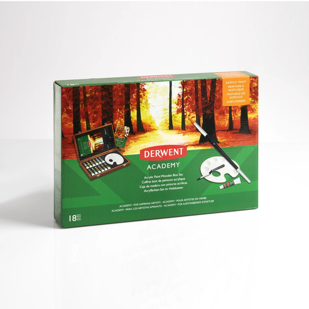 Set de Acrílicos en Caja de Madera – 18 Piezas para Pintura Creativa