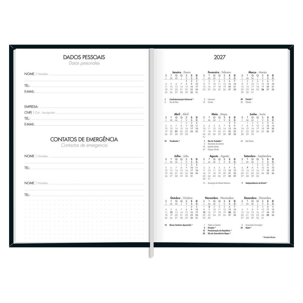 Agenda Ejecutiva Tilibra Cosida Diaria Napoli M7 2027 Negro