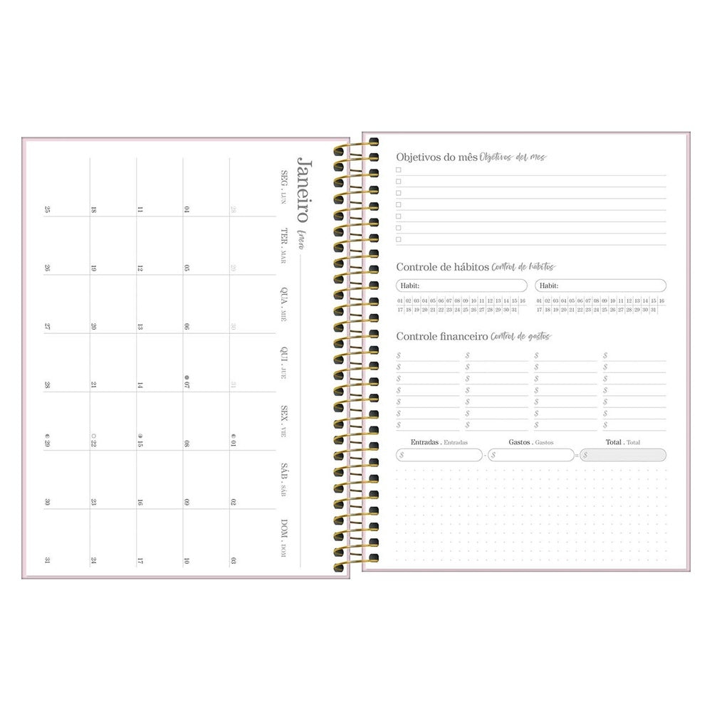 Agenda Ejecutiva Tilibra Espiral Diaria Vanilla M7 2027 Café