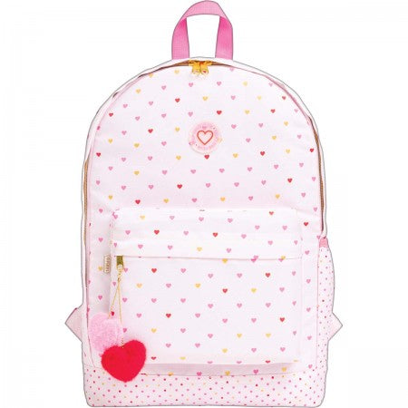 MOCHILA CON POMPOM DE CORAZON JOYFUL ROSA