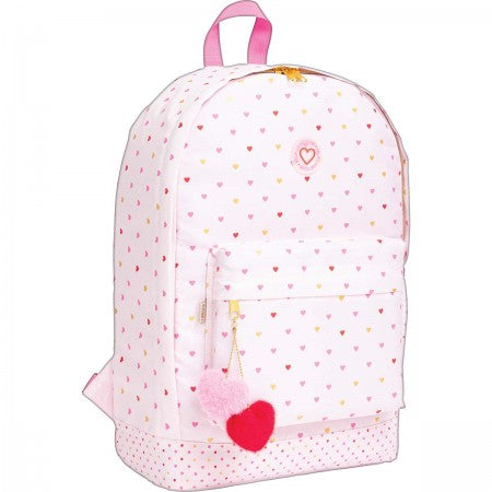 MOCHILA CON POMPOM DE CORAZON JOYFUL ROSA