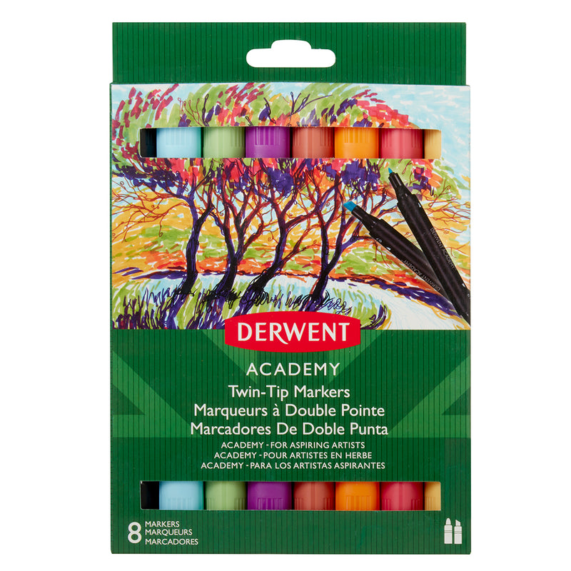 Plumones Marcadores Fina/Pincel 8 Colores - Dewent Academy