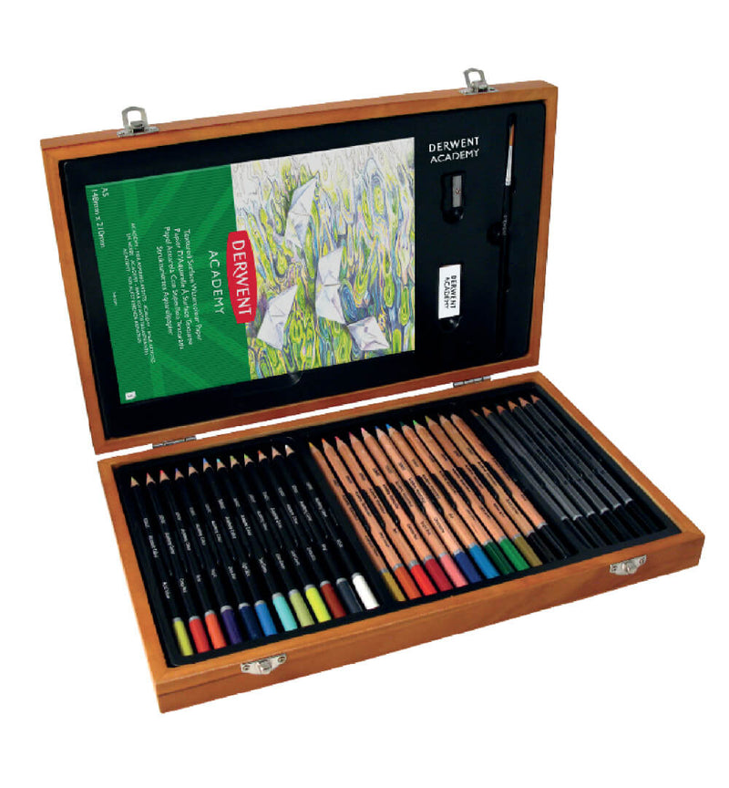Caja de madera con lápices de colores 35 piezas Derwent Academy